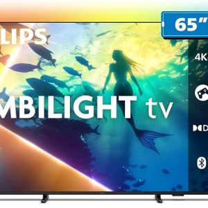 PHILIPS, Smart TV Ambilight 65" 4K, Titan OS, 65PUG8100/78, Comando de Voz, HDR10+/Dolby Atmos, VRR/ALLM, Bluetooth