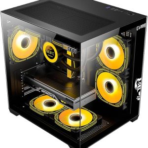 Gabinete Gamer Aquário Lateral Vidro Espaçoso Grande Preto