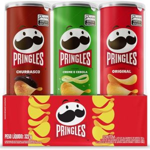 Pringles Pack Promo Salgadinho de Batata Frita 3 Sabores - Original, Creme e Cebola e Churrasco