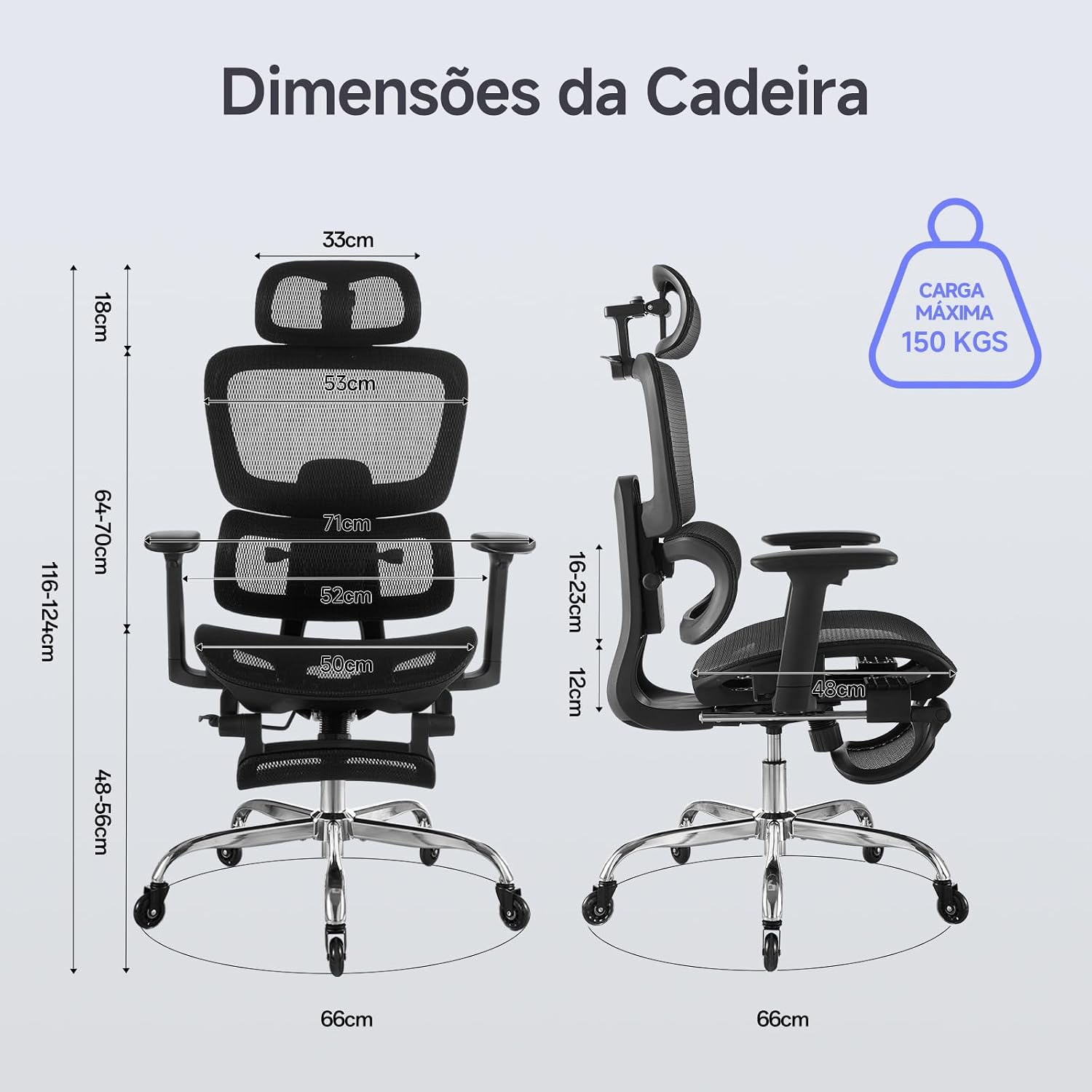 LarkLeaves Cadeira de Escritório com Descanso para os Pés, Cadeira Ergonômica com Travesseiro para Pescoço e Rodas de Borracha, Cadeira Gamer com Encosto Ajustável e Apoios de Braço 3D, Preto - Imagem 4