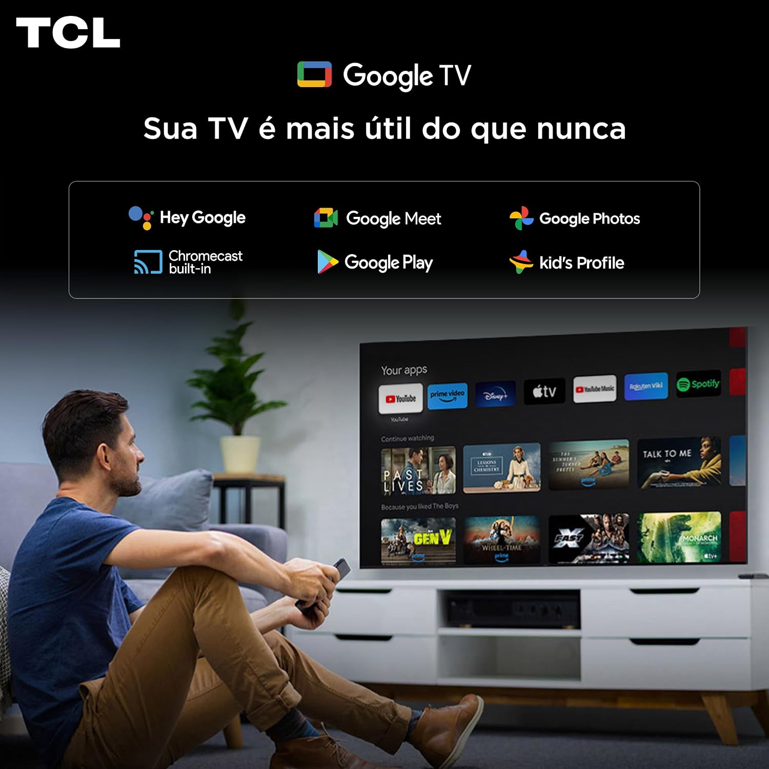 Smart TV TCL 85 Polegadas QLED 4K P8L WiFi Bluetooth Google TV HDR10+ 144 Hz VRR 85P8L - Imagem 7