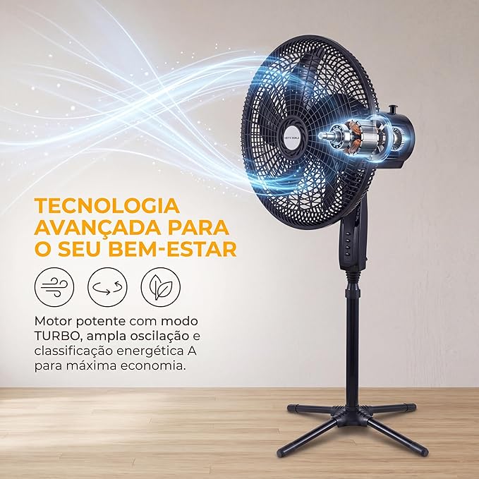 HEPTA WORLD Ventilador de Coluna, Resfriamento, Silencioso, Design Slim para Casa Escritório (PRETO, 110V, 101) - Imagem 4
