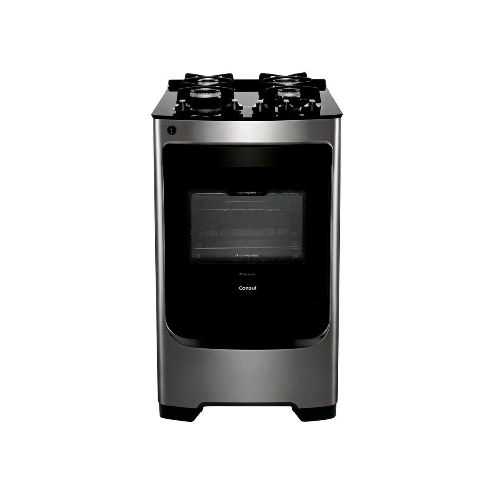 Fogão 4 Bocas Consul Inox Mesa de Vidro CFO4VARUNA 110/220V