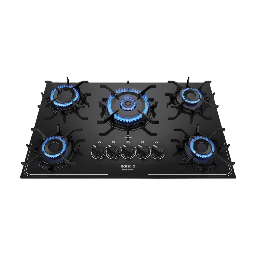 Cooktop 5 Bocas a Gás GLP Itatiaia Preto Itamaster Trempe Ferro Fundido 110/220V