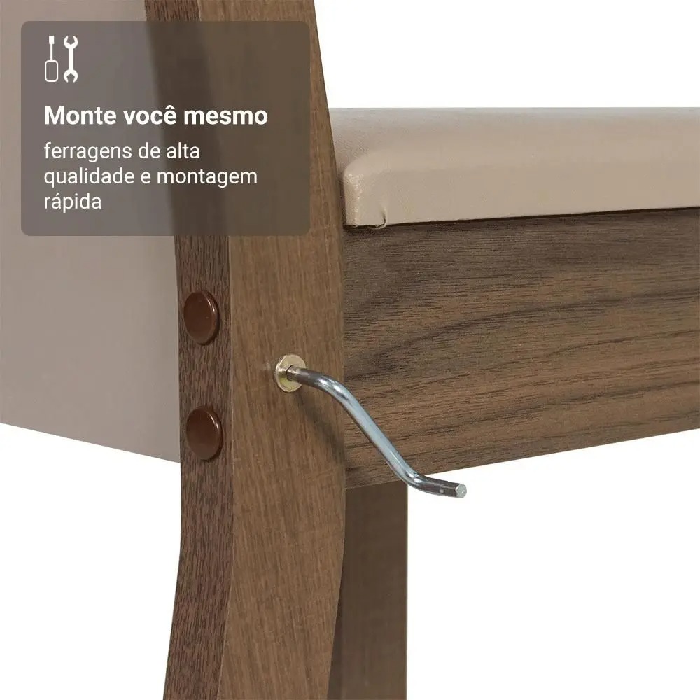 Conjunto Sala de Jantar Madesa Talita Mesa Tampo de Madeira com 4 Cadeiras - Imagem 7