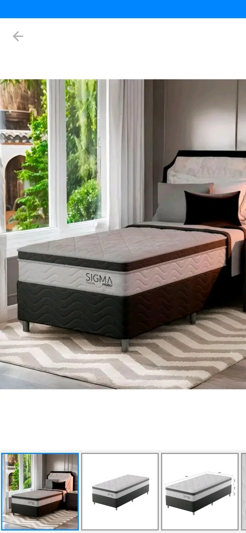 Cama Box com Colchão Solteirão Sigma Molas Ensacadas (22x108x198) Branco e Cinza - Modern