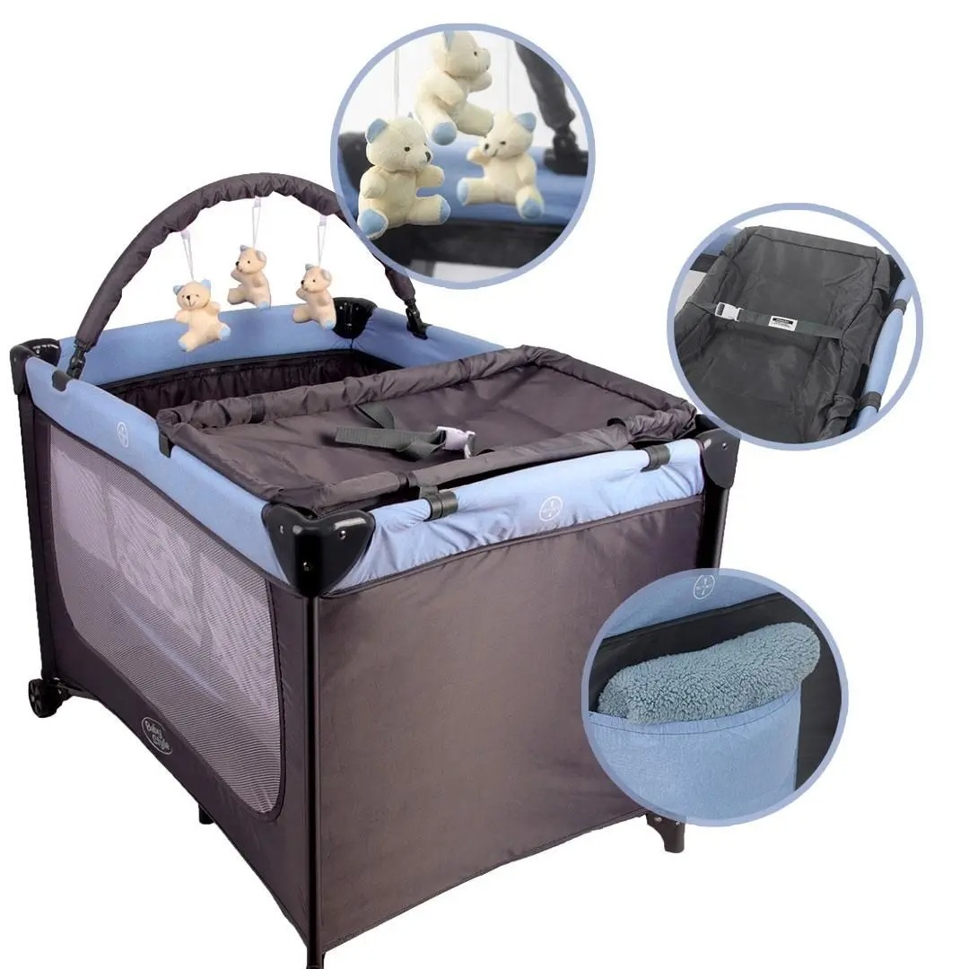 Berço Portátil 2 Níveis de Altura 0 a 18kg Cinza - BabySyle