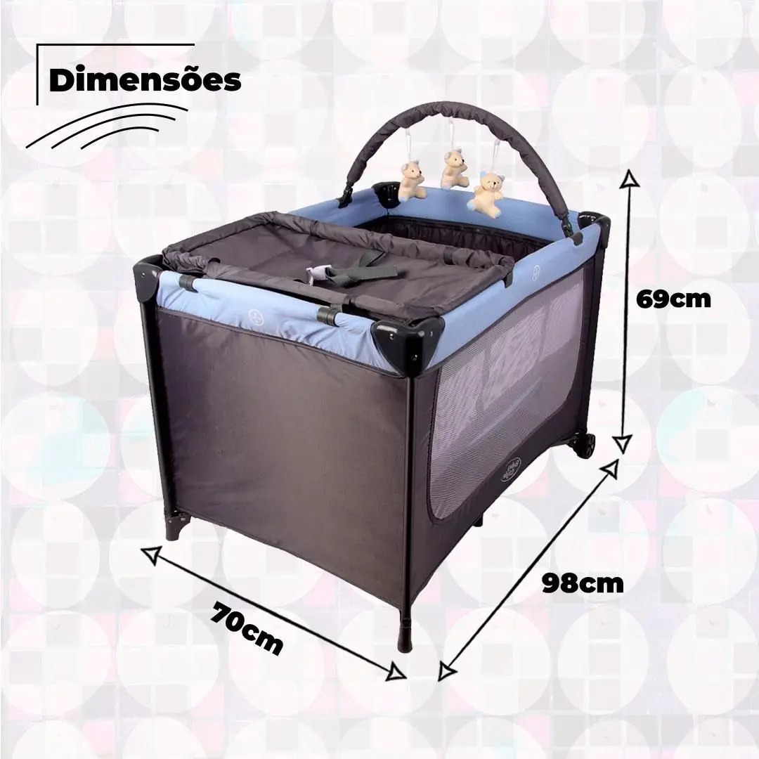 Berço Portátil 2 Níveis de Altura 0 a 18kg Cinza - BabySyle - Imagem 2