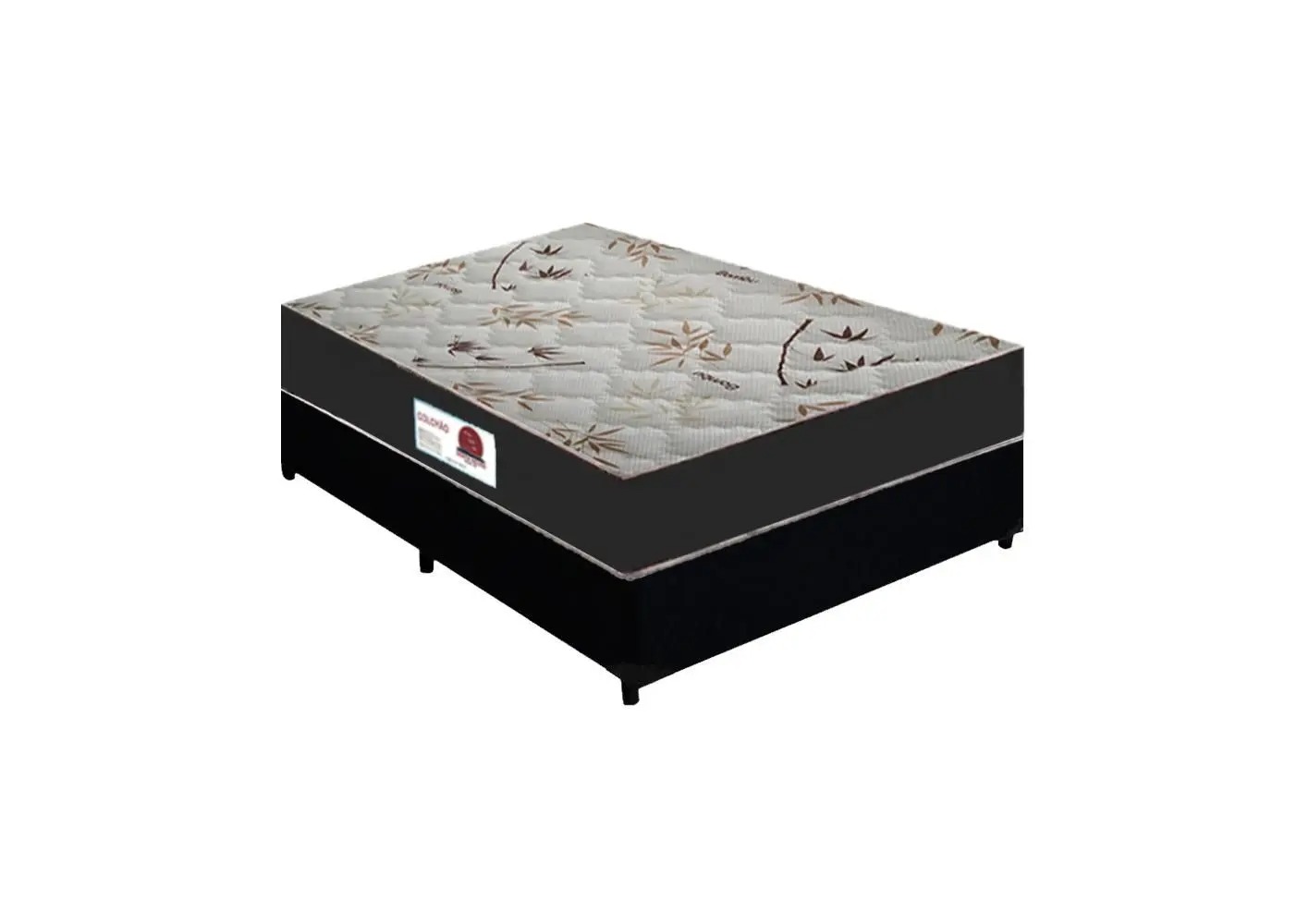 Cama Box Casal Colchão Top Line Mola Bonnel + Box Sintético Preto Serra Negra 60x138x188