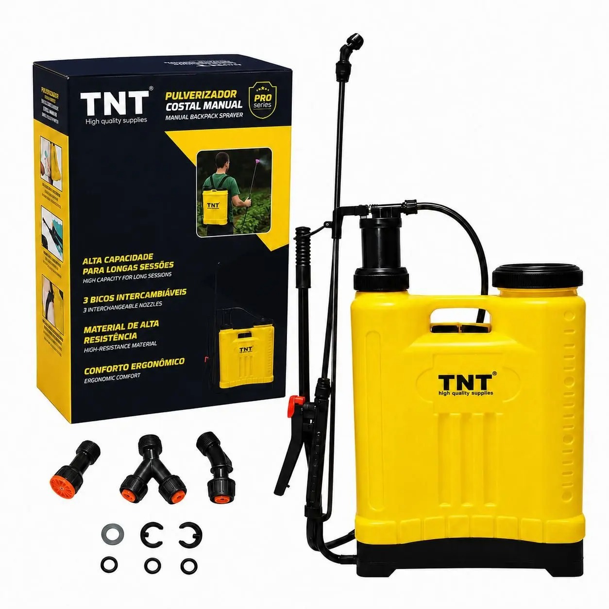 Pulverizador Costal Agrícola 20 Litros TNT com 3 Bicos e Jogo de Reparos
