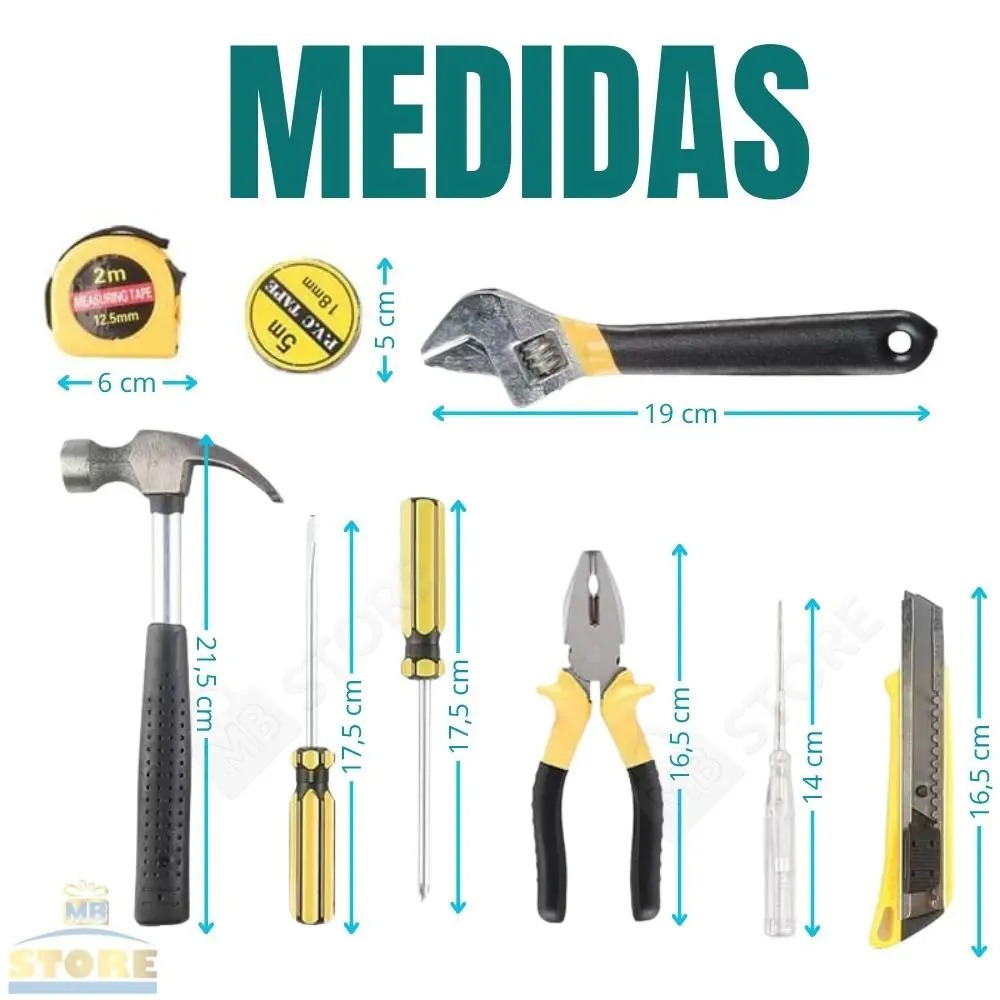 Kit Ferramentas Completo 16 peças Maleta de Ferramentas Multifuncional Alicate Martelo Chaves - Melhor Importadora - Imagem 2