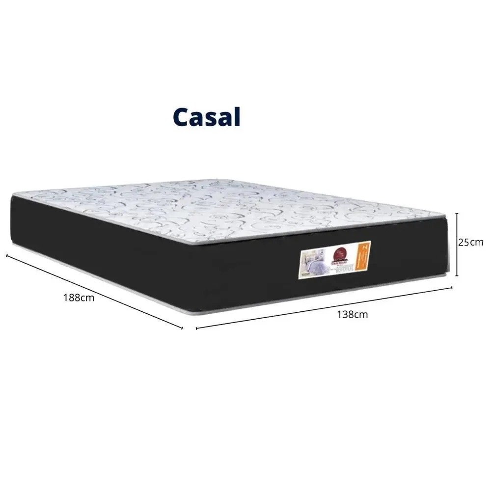 Cama Box Casal Colchão Top Line Mola Bonnel + Box Sintético Preto Serra Negra 60x138x188 - Imagem 5