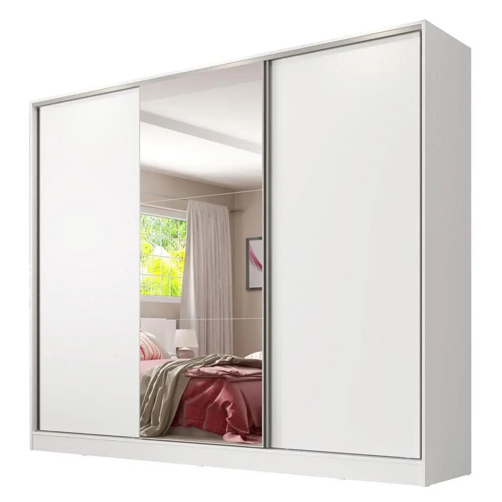 Guarda Roupa Casal 100% MDF 3 Portas de Correr com Espelho Royale Madesa - Imagem 3