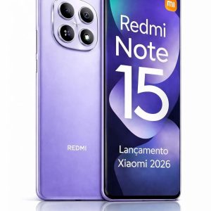 Smartphone Xiaomi Redmi Note 15 4G 256GB 8GB mais 8GB Lançamento 2026 Câmera 108MP 20MP AMOLED 120Hz FHD plus Celular com Design Premium Água e Poeira