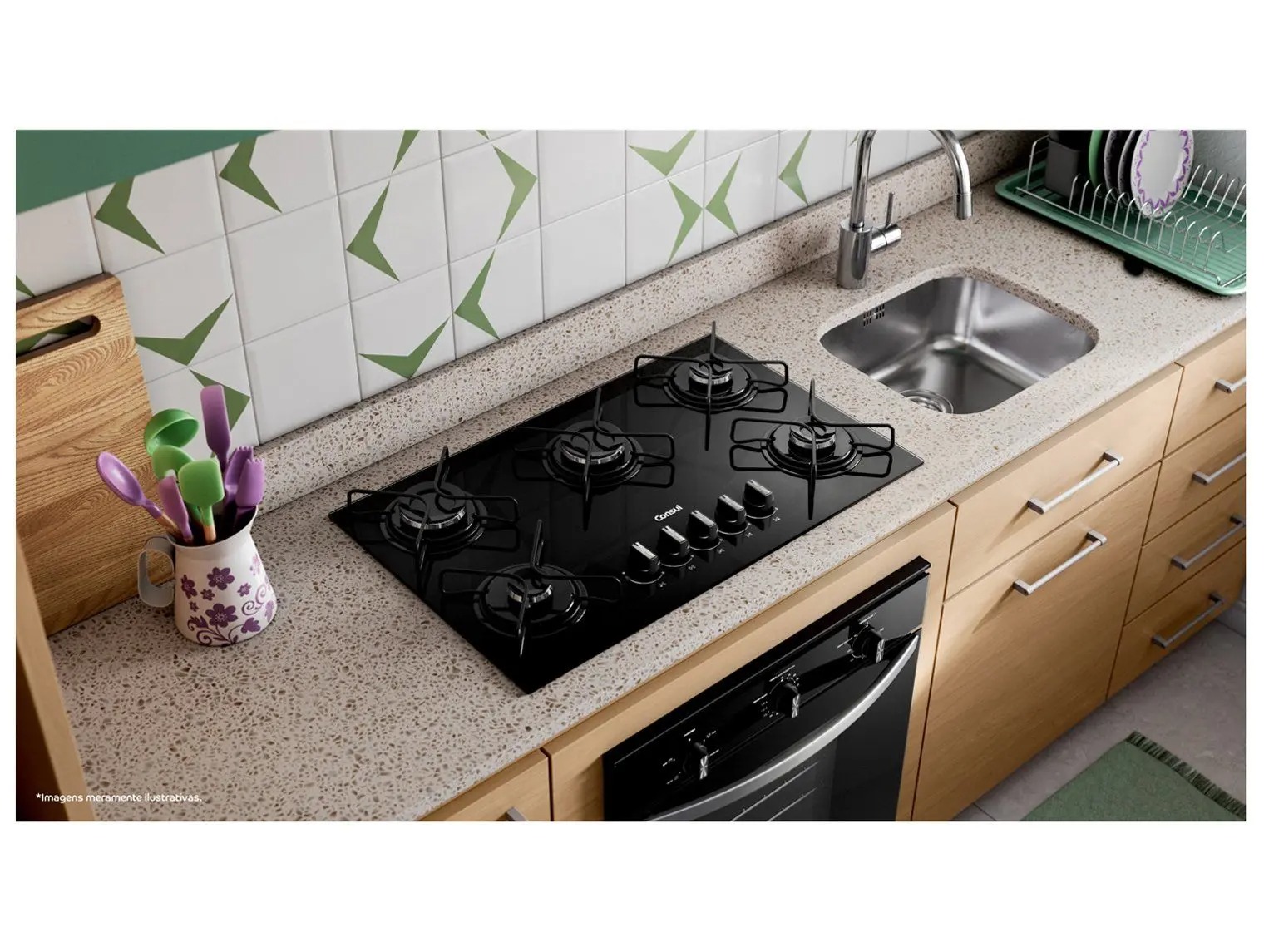 Cooktop 5 Bocas a Gás Consul Mesa de Vidro GLP Preto Superautomático CD075BE 110/220V - Imagem 4