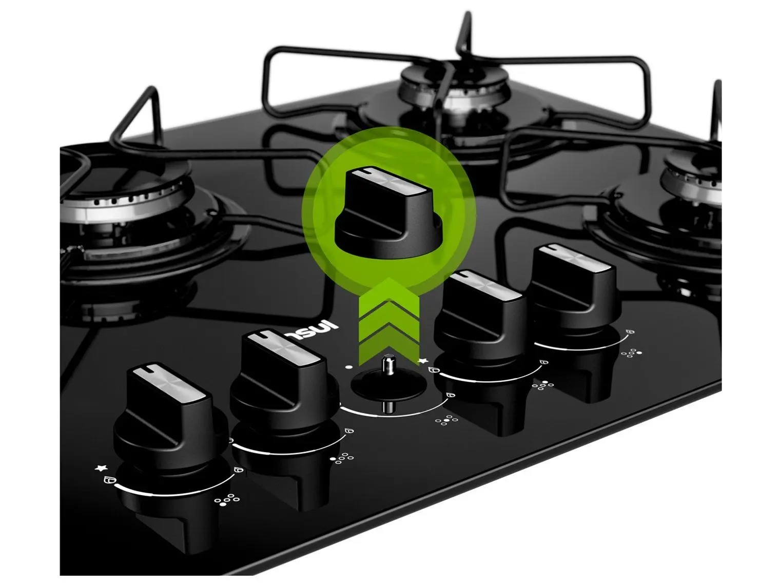 Cooktop 5 Bocas a Gás Consul Mesa de Vidro GLP Preto Superautomático CD075BE 110/220V - Imagem 5
