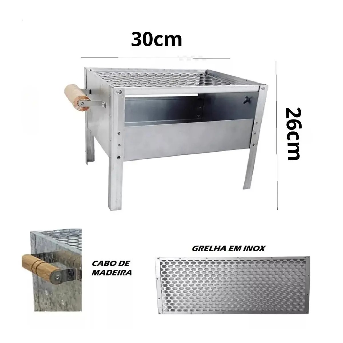 Churrasqueira/Grill Galvanizada C/ Grelha Portátil Aço Anti Corte - Kvell - Imagem 2