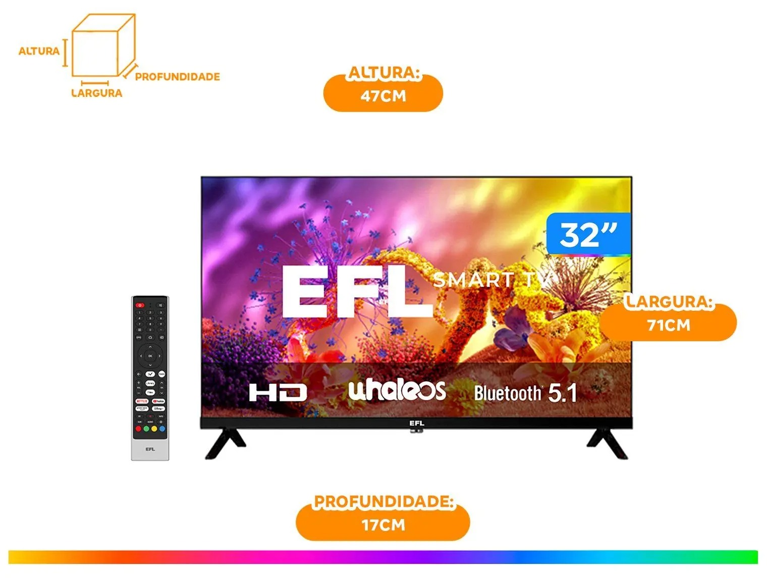 Smart TV 32" HD EFL DLED SX800 32SX800HD 3 HMDI 2 USB - Imagem 3