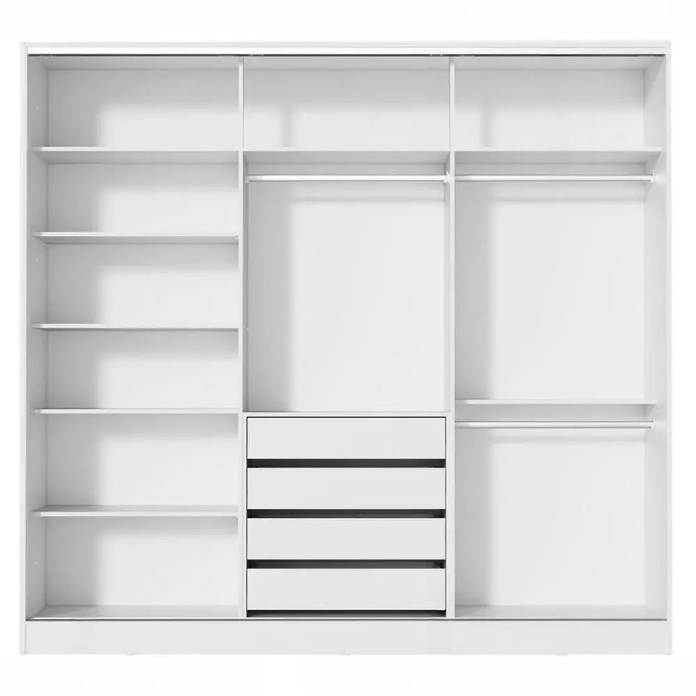 Guarda Roupa Casal 100% MDF 3 Portas de Correr com Espelho Royale Madesa - Imagem 2