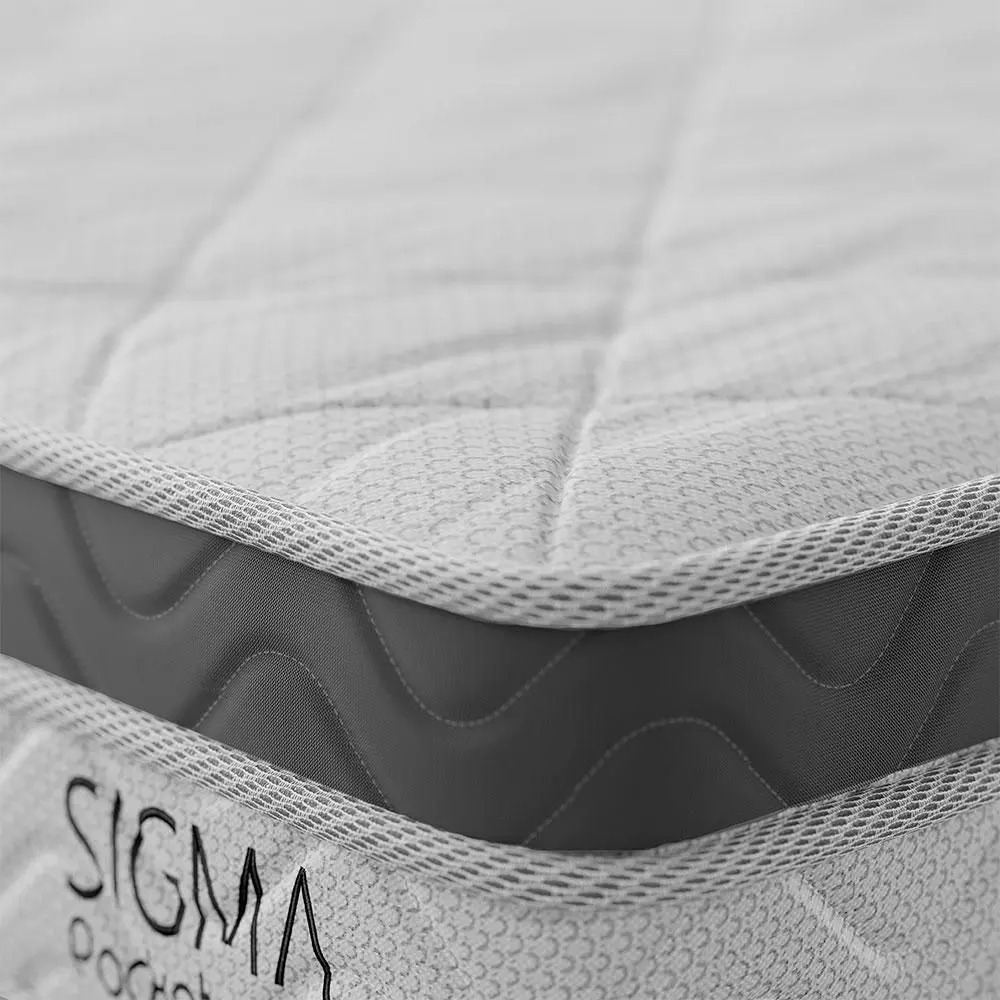 Cama Box com Colchão Solteirão Sigma Molas Ensacadas (22x108x198) Branco e Cinza - Modern - Imagem 5